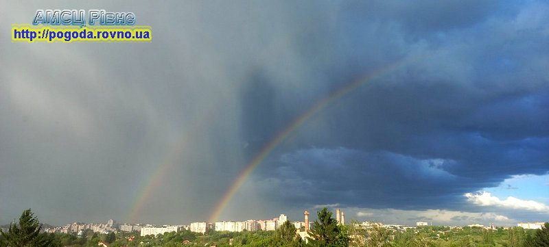 погода Рівне Гарна весняна веселка над містом Рівне